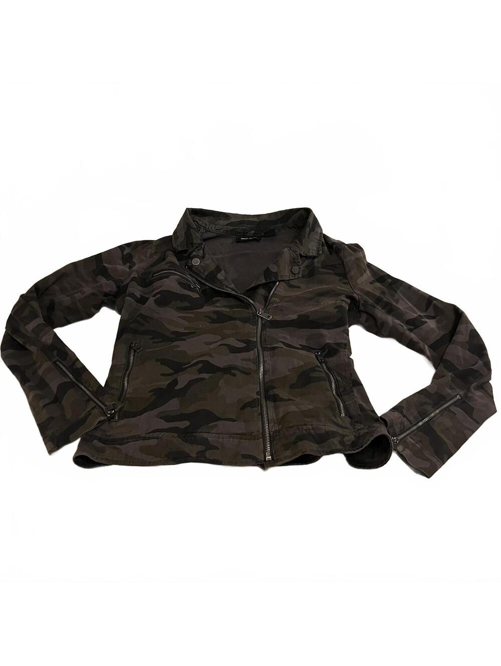 DKNY Dark Y2K Green & Black Camo Moto Jacket